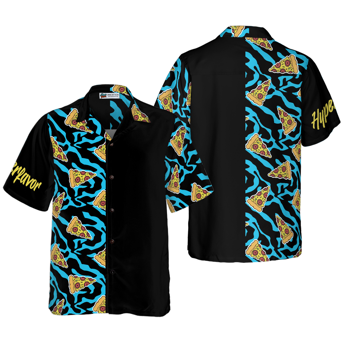 Pizza On Blue Zebra Print Hawaiian Shirt - Hyperfavor