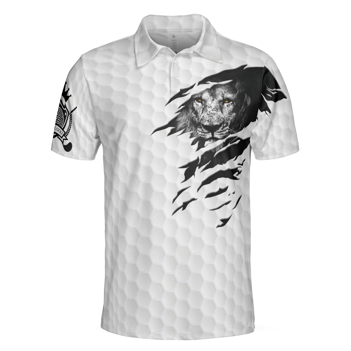 King Of Swings Lion Golfing Polo Shirt, Black And White Lion King Sketching Polo Shirt, Best Golf Shirt For Men - Hyperfavor