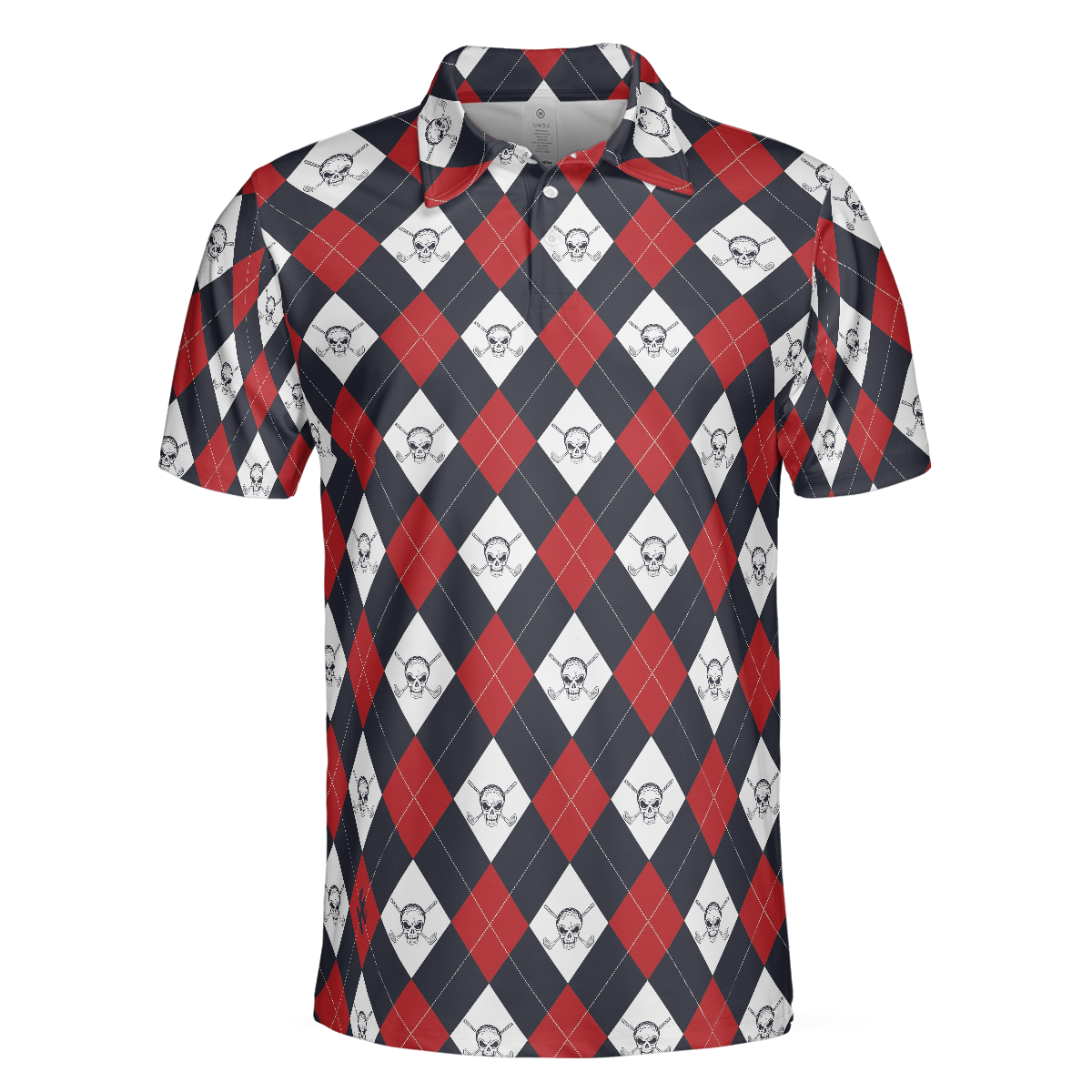 Golf Argyle Skull Short Sleeve Polo Shirt For Golf, Skull Golf Shirt For Men, Best Gift For Golfers - Hyperfavor