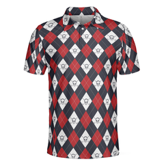 Golf Argyle Skull Short Sleeve Polo Shirt For Golf, Skull Golf Shirt For Men, Best Gift For Golfers - Hyperfavor