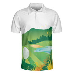 Green Golf Course Short Sleeve All Over Print Polo Shirt, Unique Golf Shirt For Men, Cool Gift For Golfers - Hyperfavor