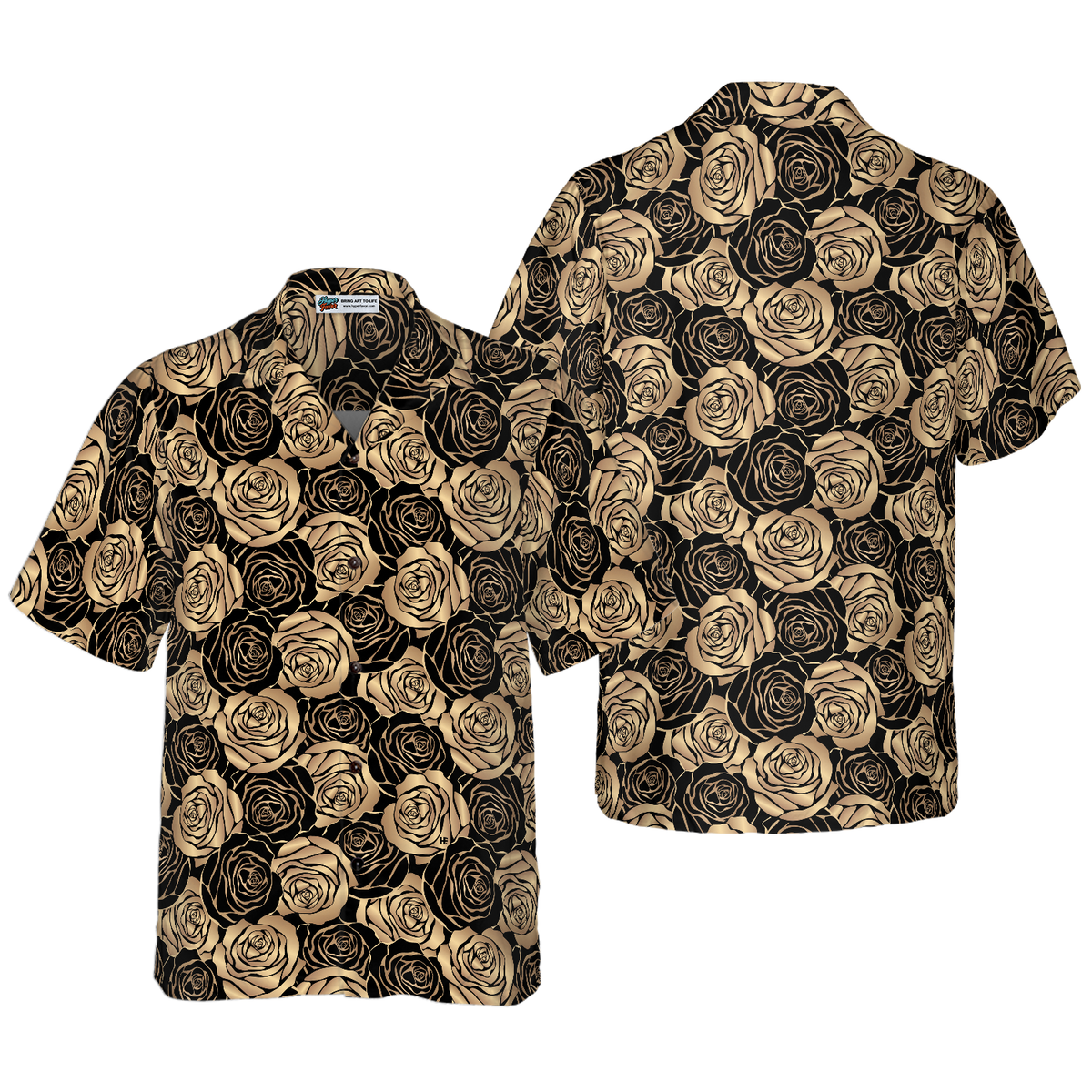 Midnight Rose Gold Hawaiian Shirt - Hyperfavor