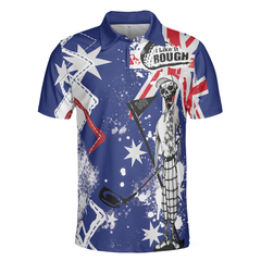 Golf I Like It Rough Australian Flag Polo Shirt, Argyle Pattern Skeleton Golfing Polo Shirt, Funny Golf Shirt For Men - Hyperfavor