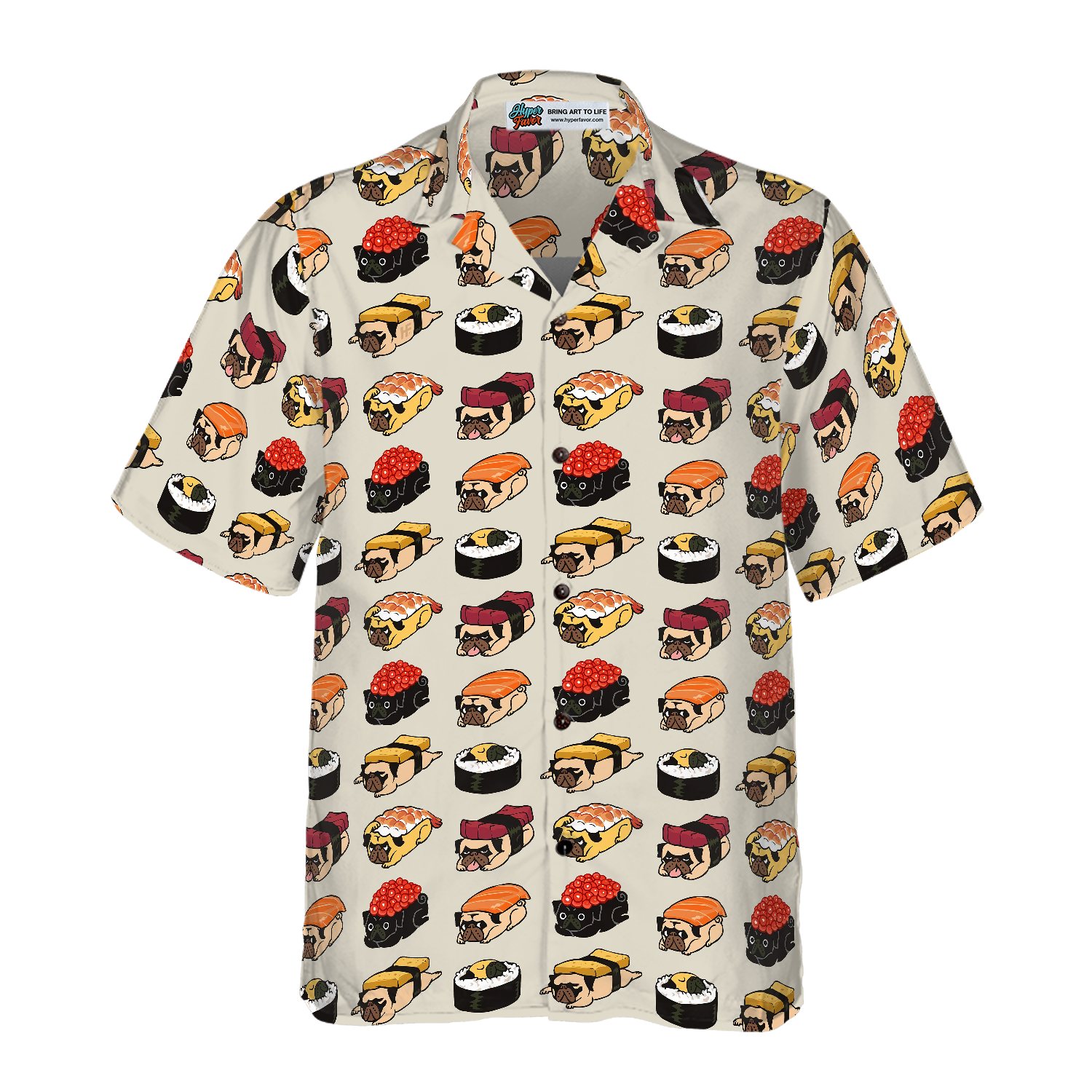 Sushi Pug Shirt For Men Hawaiian Shirt - Hyperfavor