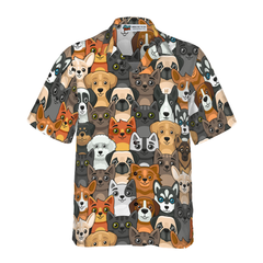 Cats And Dogs Seamless Pattern Hawaiian Shirt - Hyperfavor