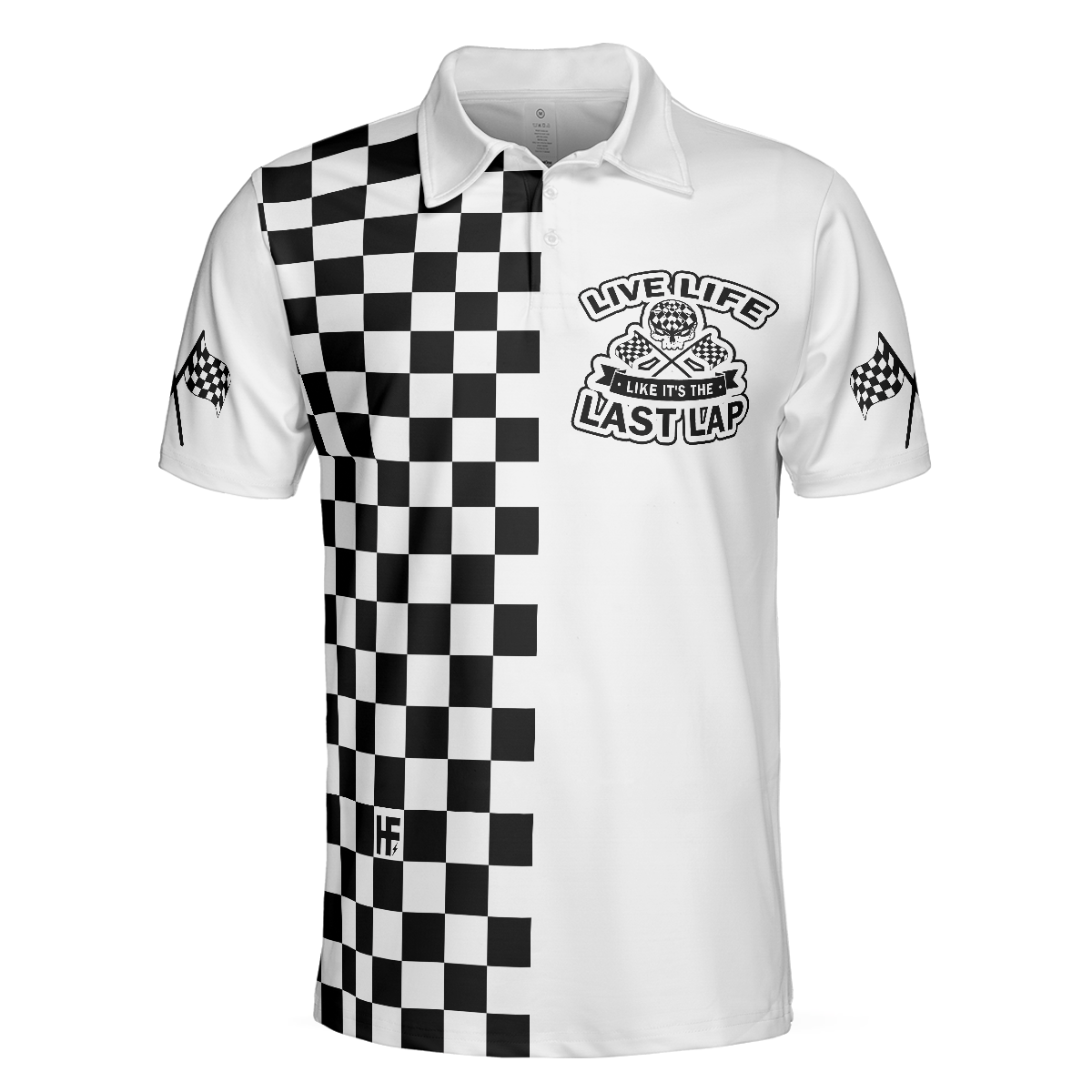 Live Life Like It's The Last Lap Racing Polo Shirt, Black And White Racing Shirt For Men - Hyperfavor