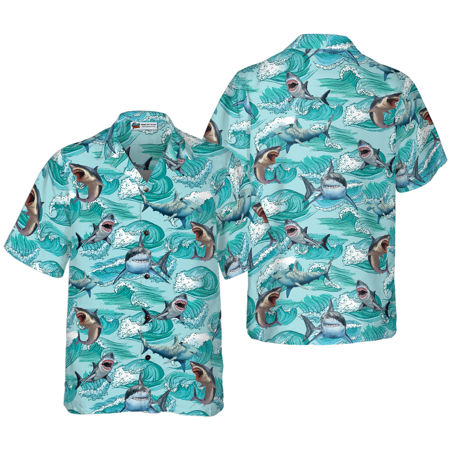 Sharks On Sea Waves Hawaiian Shirt - Hyperfavor