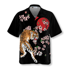 Japanese Tiger Sakura Shirt For Men Hawaiian Shirt - Hyperfavor