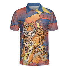 Oriental Powerful Tiger Polo Shirt, Cool Tiger Shirt For Men, Tiger Gift Idea - Hyperfavor