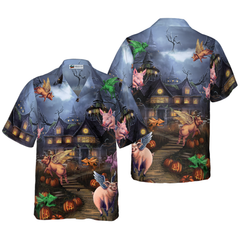 Scary Pigs Can Fly Hawaiian Shirt - Hyperfavor