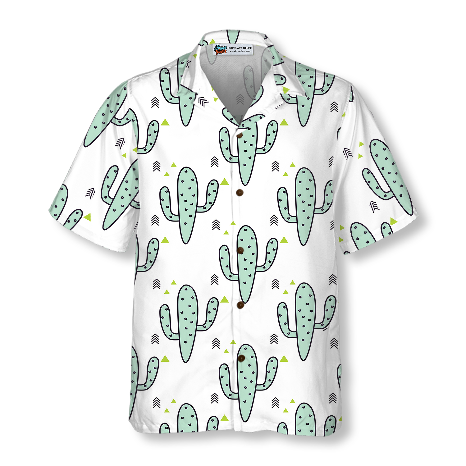 Green Mint Cactuses Hawaiian Shirt - Hyperfavor