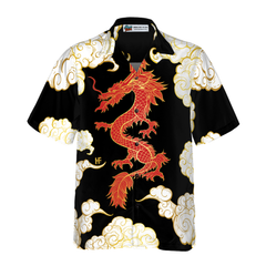 Cool Chinese Dragon Black Red Cloud Hawaiian Shirt - Hyperfavor