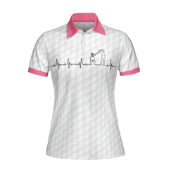 Heartbeat Golfer White And Pink Golf Short Sleeve Women Polo Shirt, Golf Shirt For Ladies - Hyperfavor