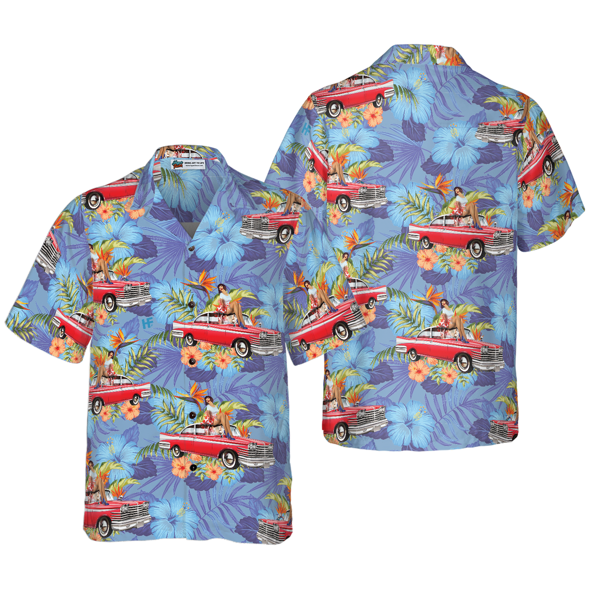 Retro Vintage Girl Car Hawaiian Shirt - Hyperfavor