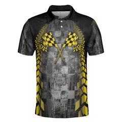 Catch You At The End Racing Short Sleeve Polo Shirt, Checker Pattern Race Polo Shirt, Best Racer Shirt For Men - Hyperfavor