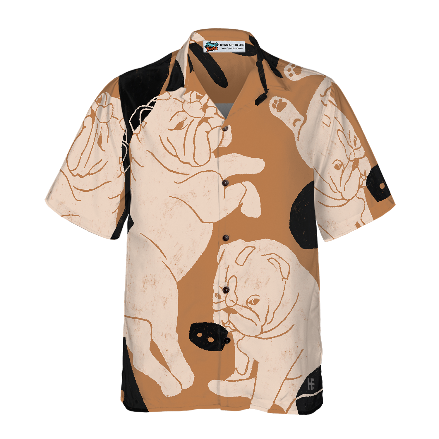 Bulldog Illustration Hawaiian Shirt - Hyperfavor