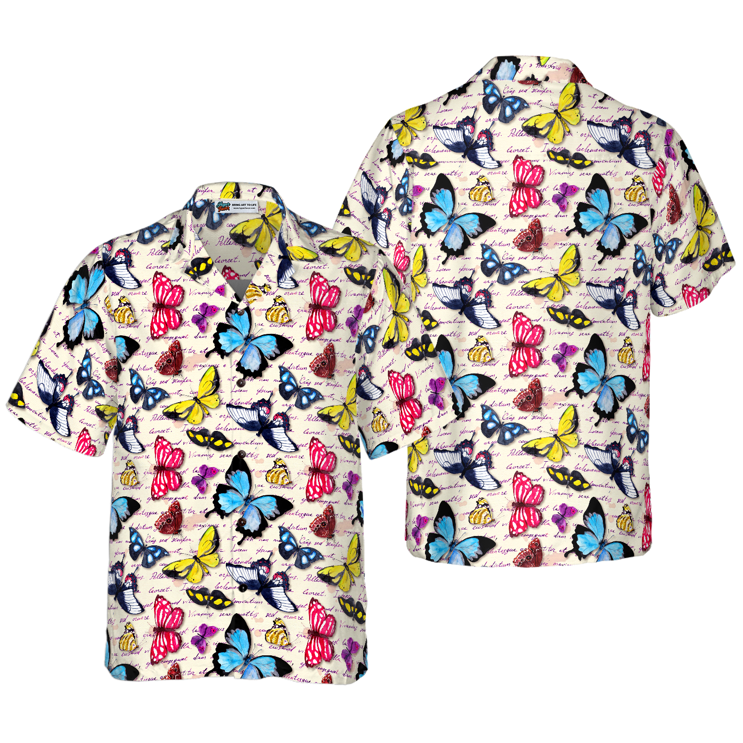 Vintage Exotic Butterflies Hawaiian Shirt - Hyperfavor