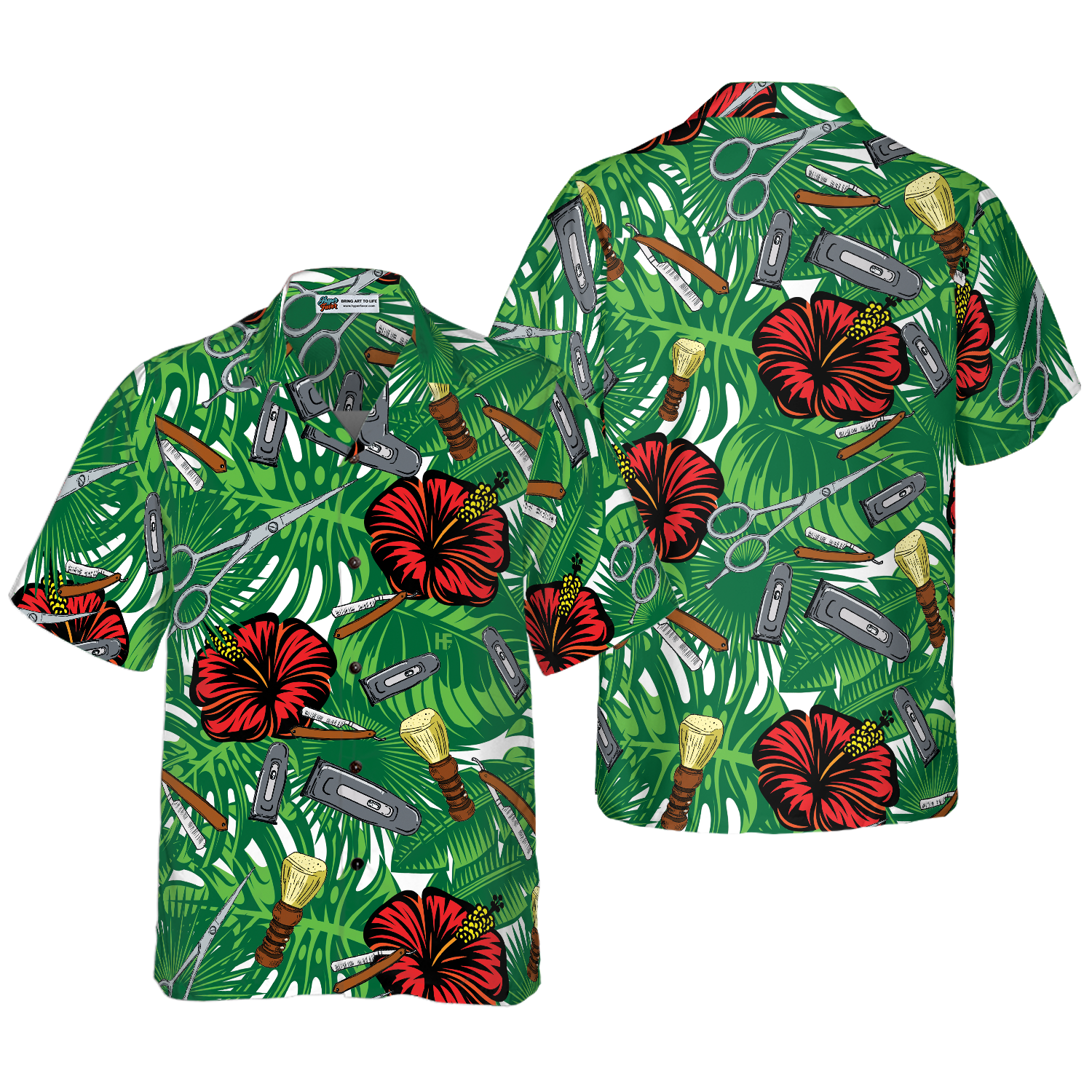 Rose Barber Tools Pattern V1 Hawaiian Shirt - Hyperfavor