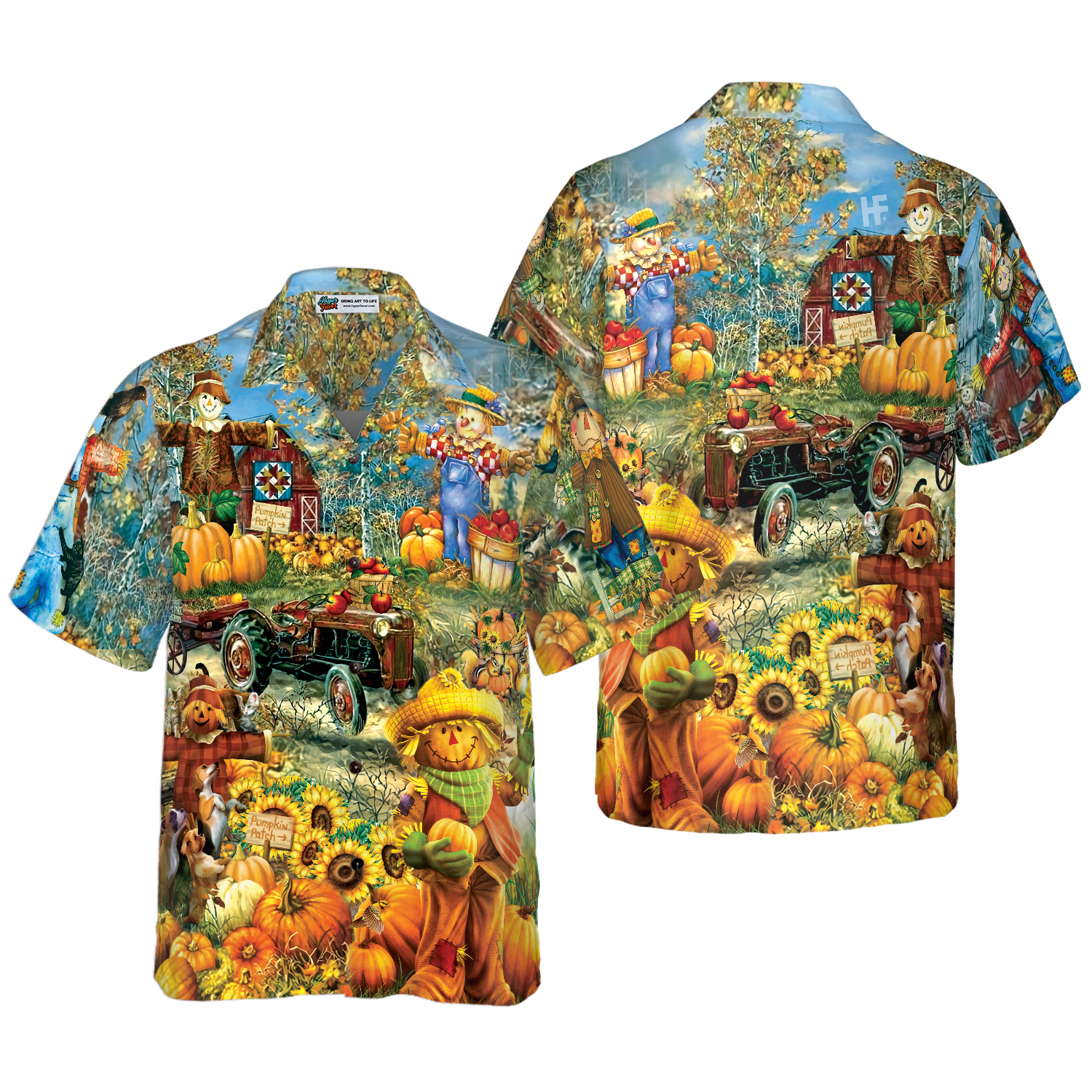 Smiley Pumpkin On The Farm Thanksgiving Hawaiian Shirt, Unique Thanksgiving Gift Idea - Hyperfavor