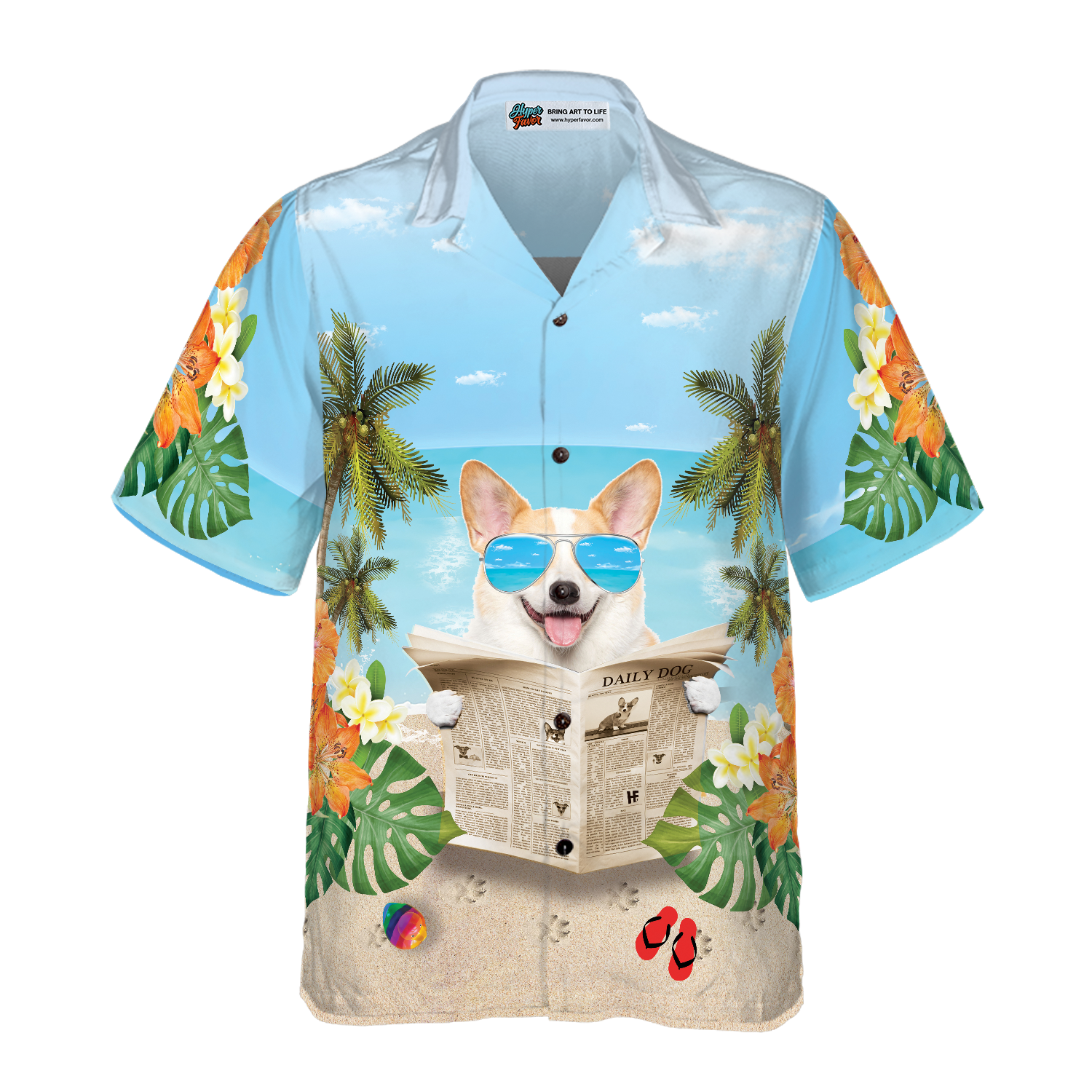 Corgi Wears Sunglasses Hawaiian Shirt - Hyperfavor