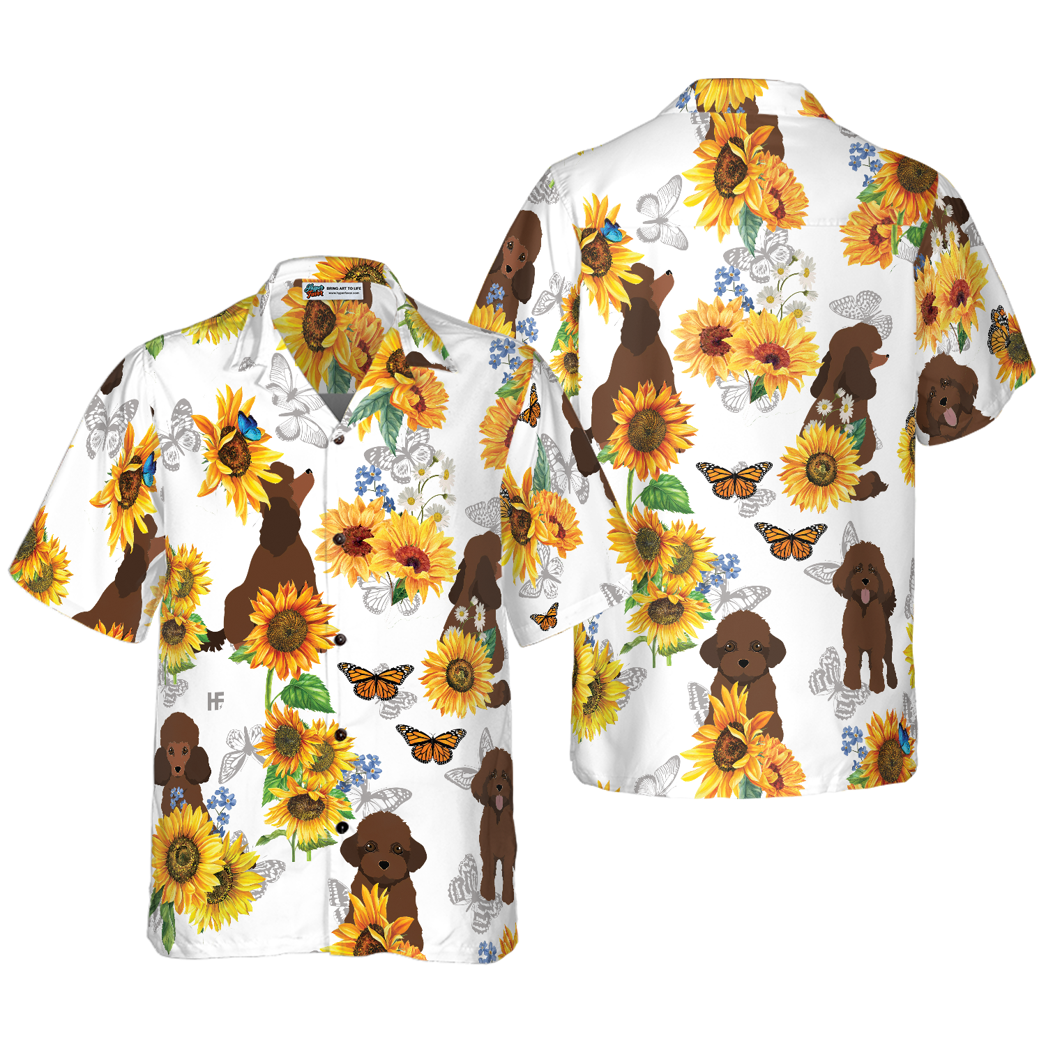 Poodle Lover With Sunflower Hawaiian Shirt - Hyperfavor