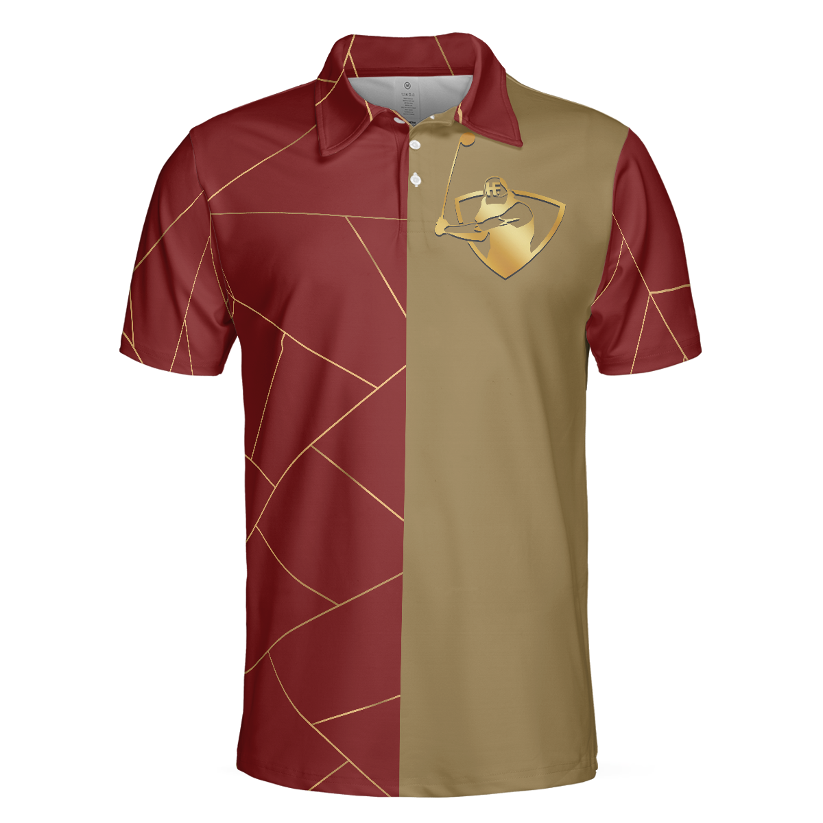 Maroon Color And Golden Lines Golf Polo Shirt - Hyperfavor