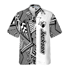 Personalized Black and White Modern Pattern Golfaholic Custom Hawaiian Shirt - Hyperfavor