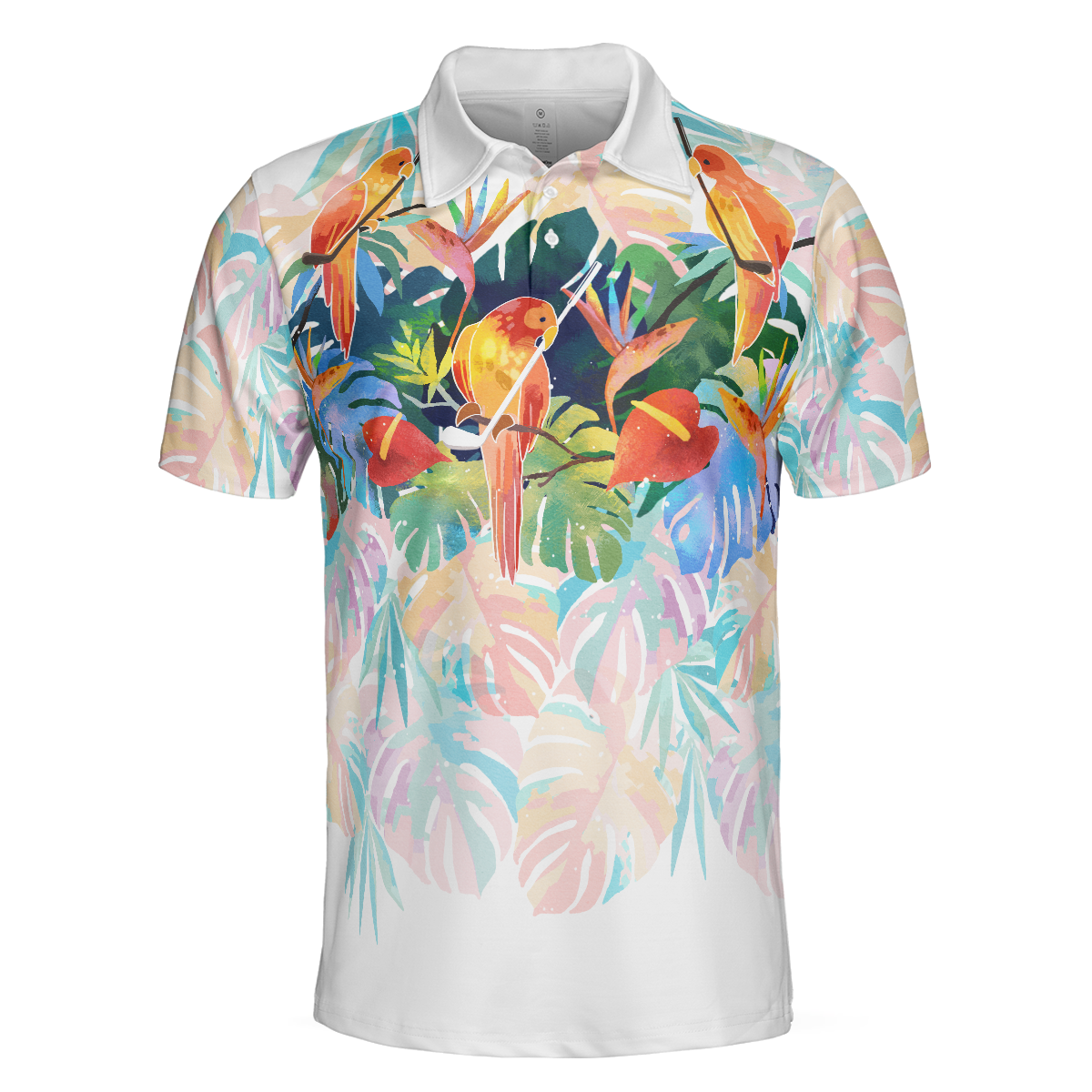 Tropical Parrots Golf Polo Shirt For Men - Hyperfavor