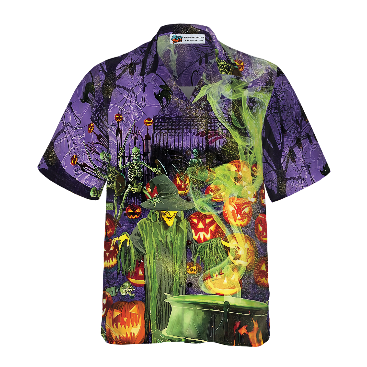 Fright Night Witch Hour Halloween Hawaiian Shirt - Hyperfavor