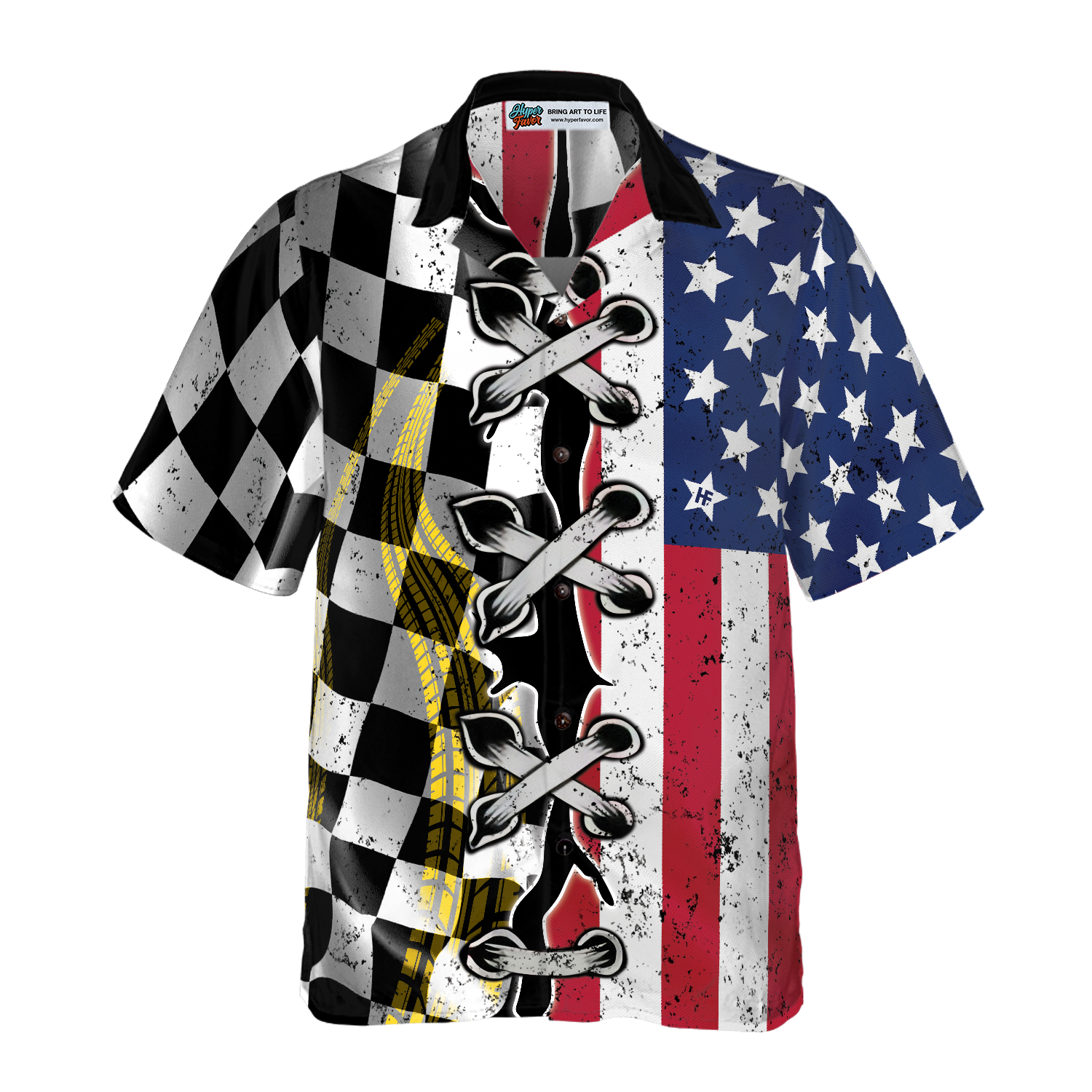 Dirt Track Racing Flag Hawaiian Shirt - Hyperfavor