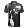 Guitar And Skull Short Sleeve Polo Shirt, Streetwear Polo Shirt, Black And White Guitar Shirt For Men - Hyperfavor