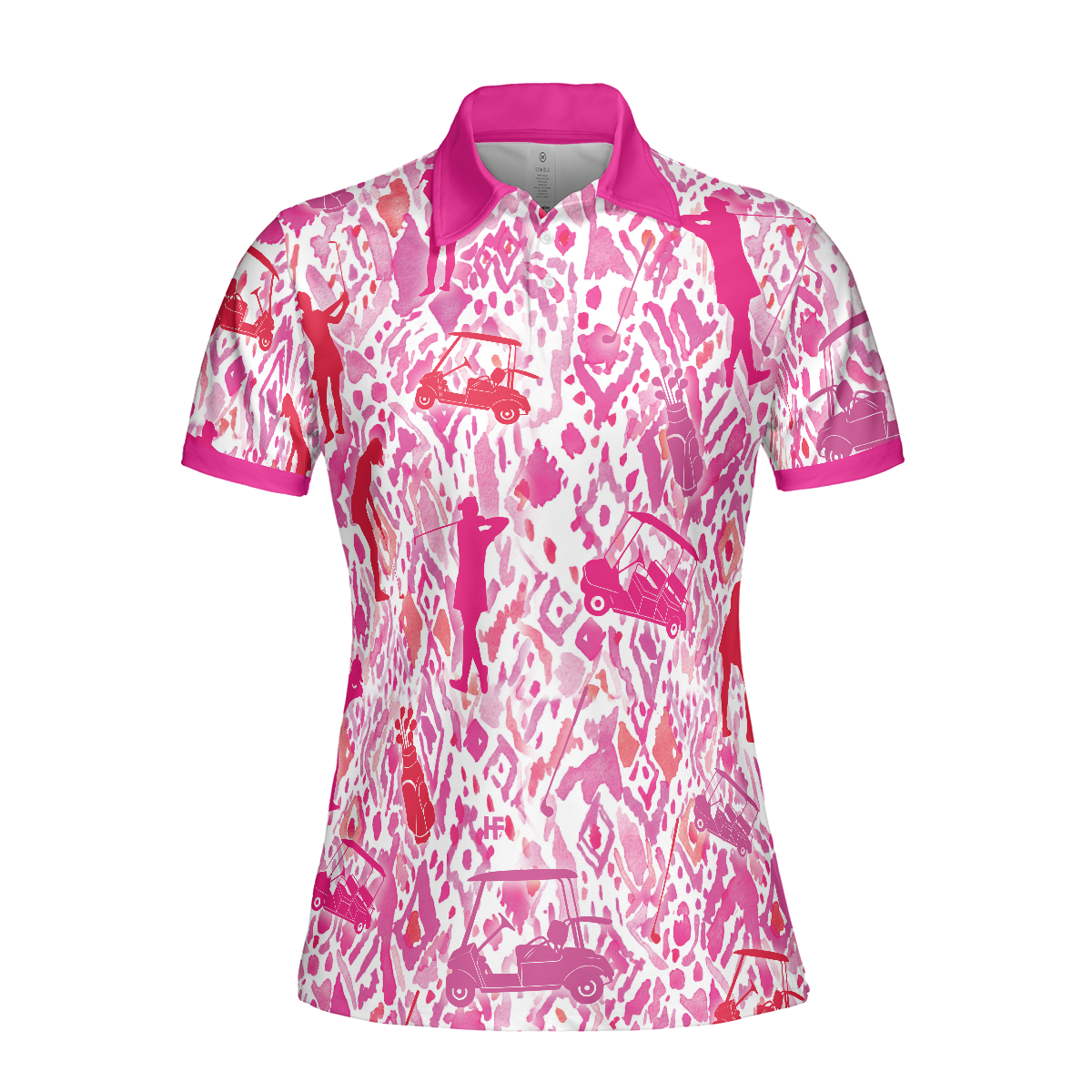 Seamless Pink Golfer Short Sleeve Women Polo Shirt, Unique Gift For Female Golfers - Hyperfavor