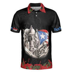 Puerto Rico Manga Flower Polo Shirt, US Polo Shirt For Men And Women, Best Gift For American Fans - Hyperfavor