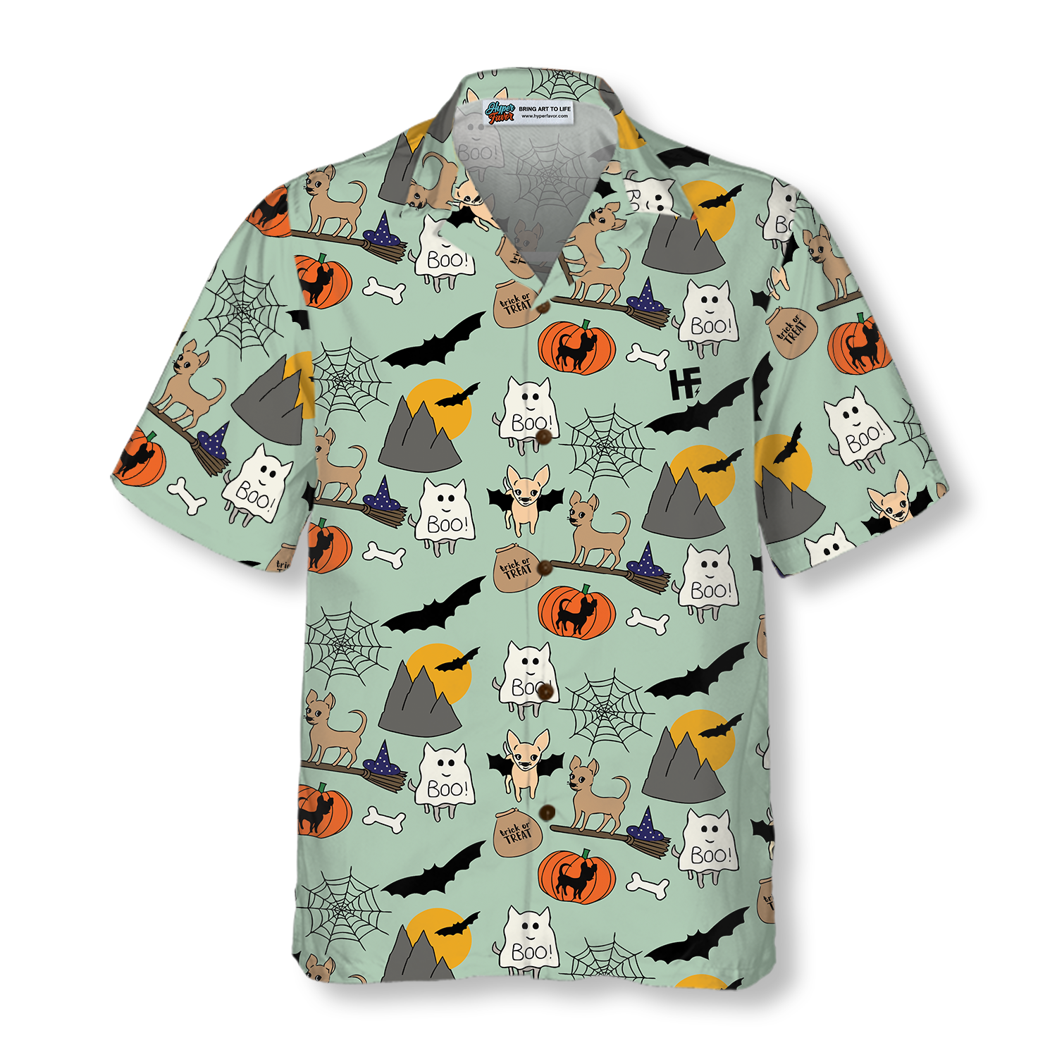 Halloween Chihuahua Shirt For Men Hawaiian Shirt - Hyperfavor