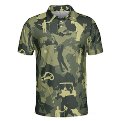 Camouflage Texture Golf Set Short Sleeve Polo Shirt, Military Polo Shirt, Camo Golf Shirt For Men - Hyperfavor