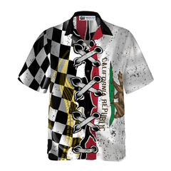 California Racing Flag Hawaiian Shirt - Hyperfavor