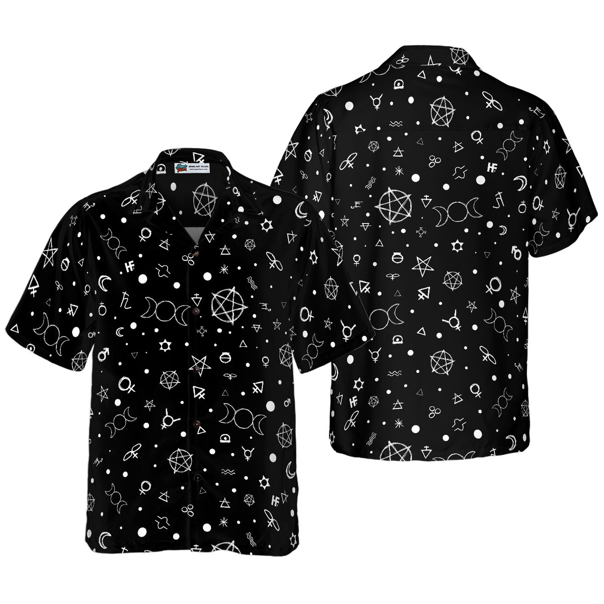 Seamless Occult Symbols Wicca Hawaiian Shirt - Hyperfavor