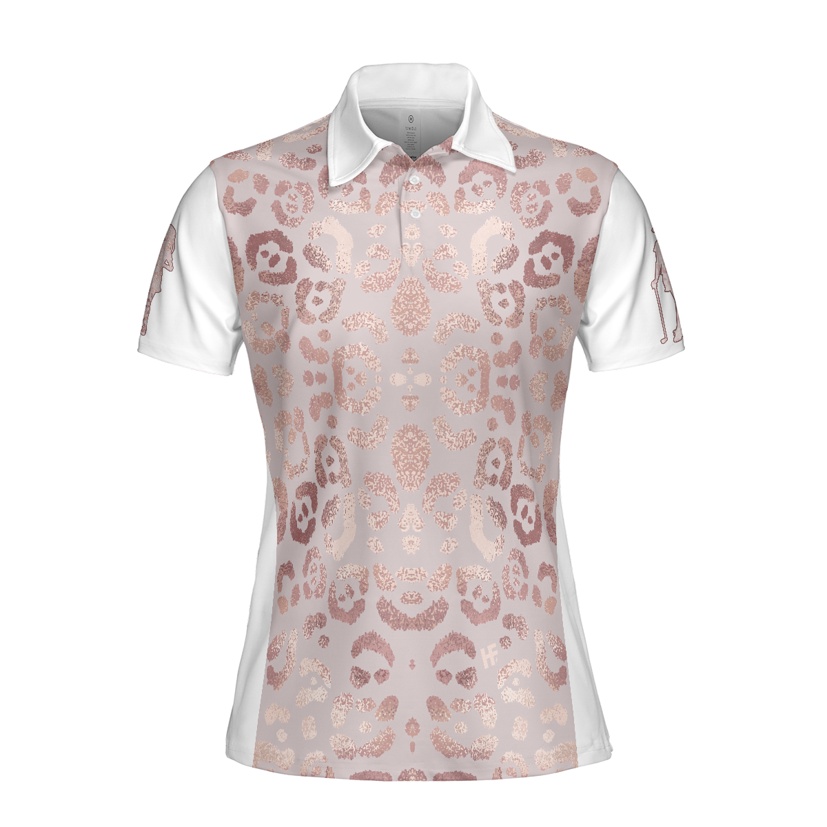 Rose Gold Leopard Print Short Sleeve Women Polo Shirt - Hyperfavor