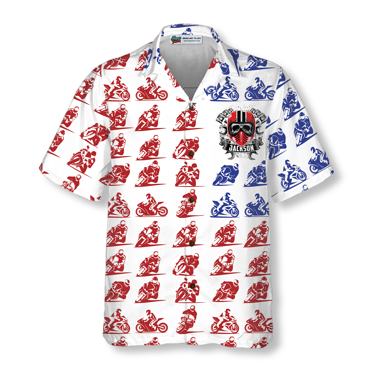 American Skull Motorcycle Custom Hawaiian Shirt - Hyperfavor