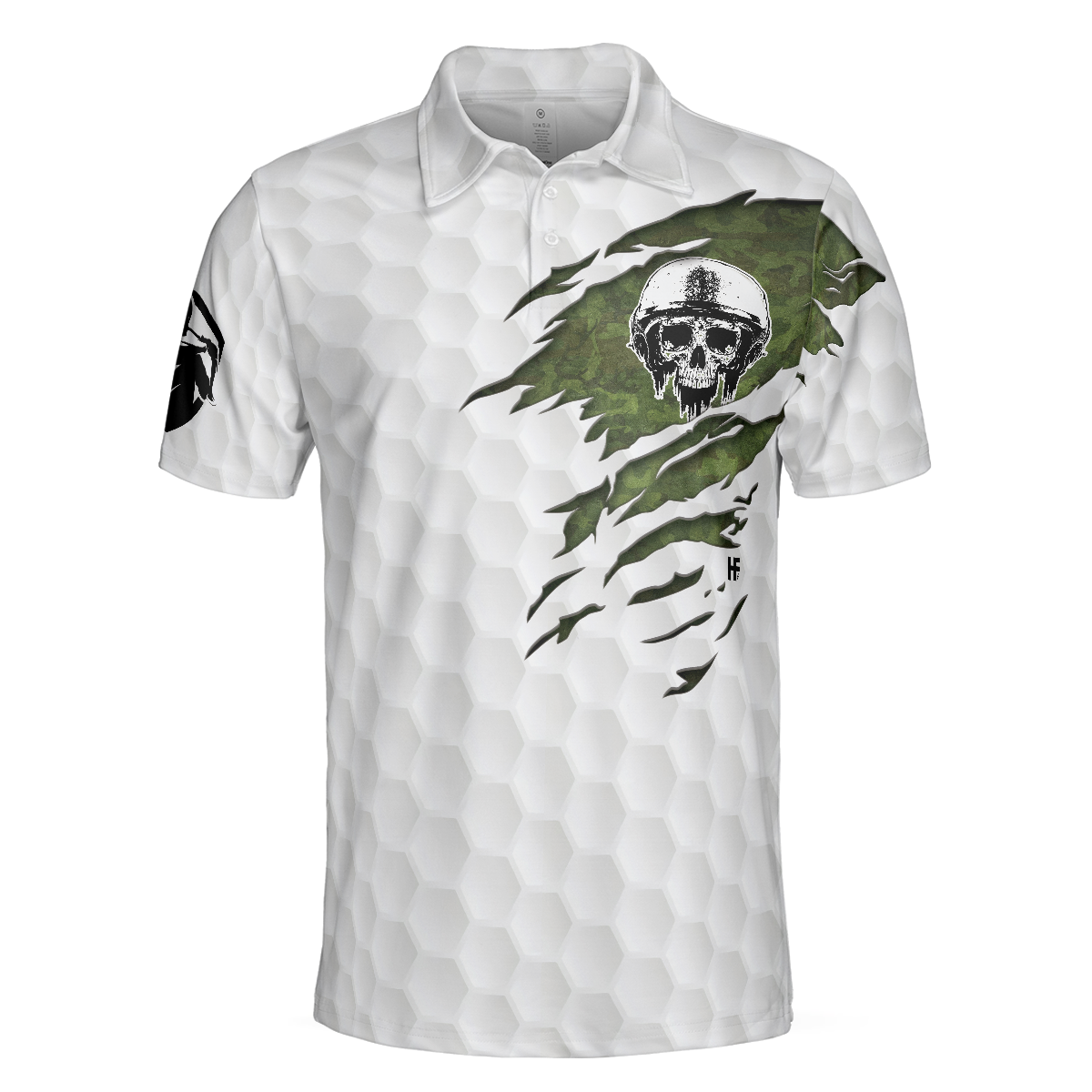 Never Underestimate A Golfer Who Is Also A Veteran Polo Shirt, Skull Golfing Shirt For Retired Veterans - Hyperfavor