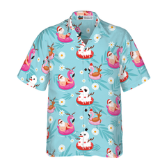 Hyperfavor Christmas Hawaiian Shirts, Santa Beach Summer Pattern Shirt Short Sleeve, Christmas Shirt Idea Gift For Men And Women - Hyperfavor