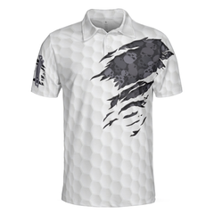 Grip It N' Rip It Golf Ball Texture Short Sleeve Polo Shirt, Ripped Skull Pattern Polo Shirt, Best Golf Shirt For Men - Hyperfavor