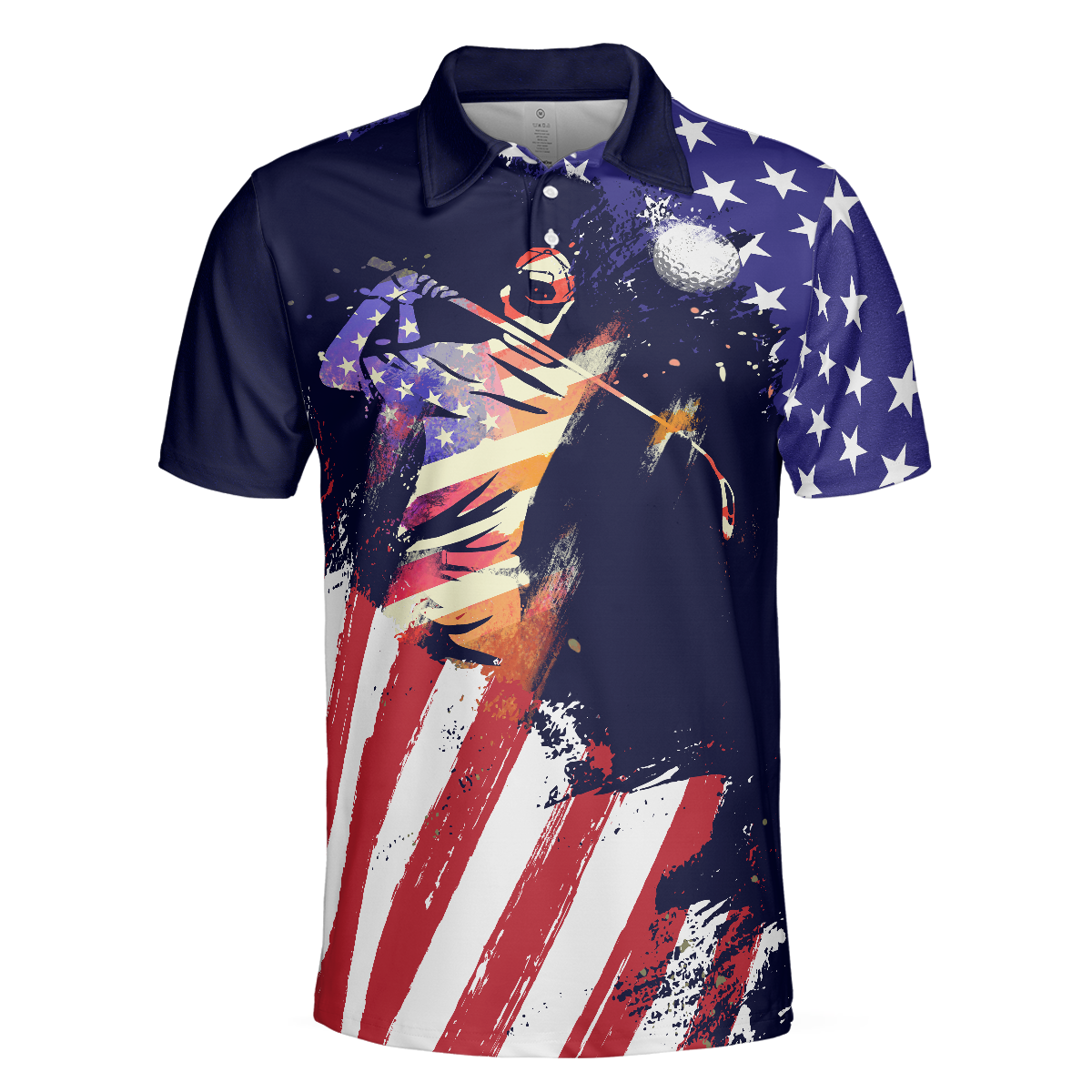 American Flag with Abstract Golf Swing Men Polo Shirt - Hyperfavor