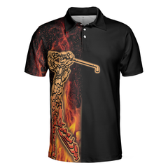 Your Hole Is My Goal Golf Polo Shirt, Black Flame Fragmented Golfer Polo Shirt, Best Golf Shirt For Men - Hyperfavor