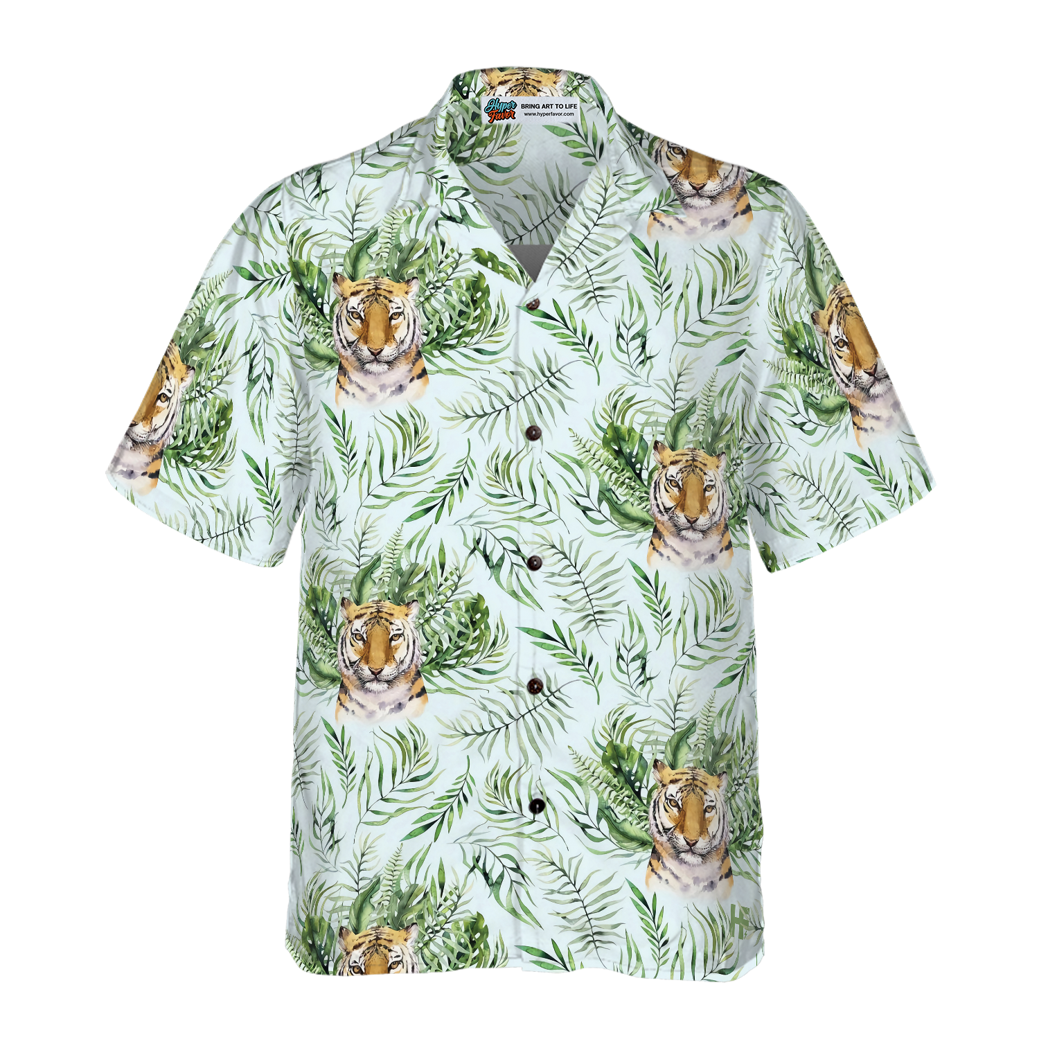 Tropical Green Leaves And Jungle Tiger Shirt For Men Hawaiian Shirt - Hyperfavor