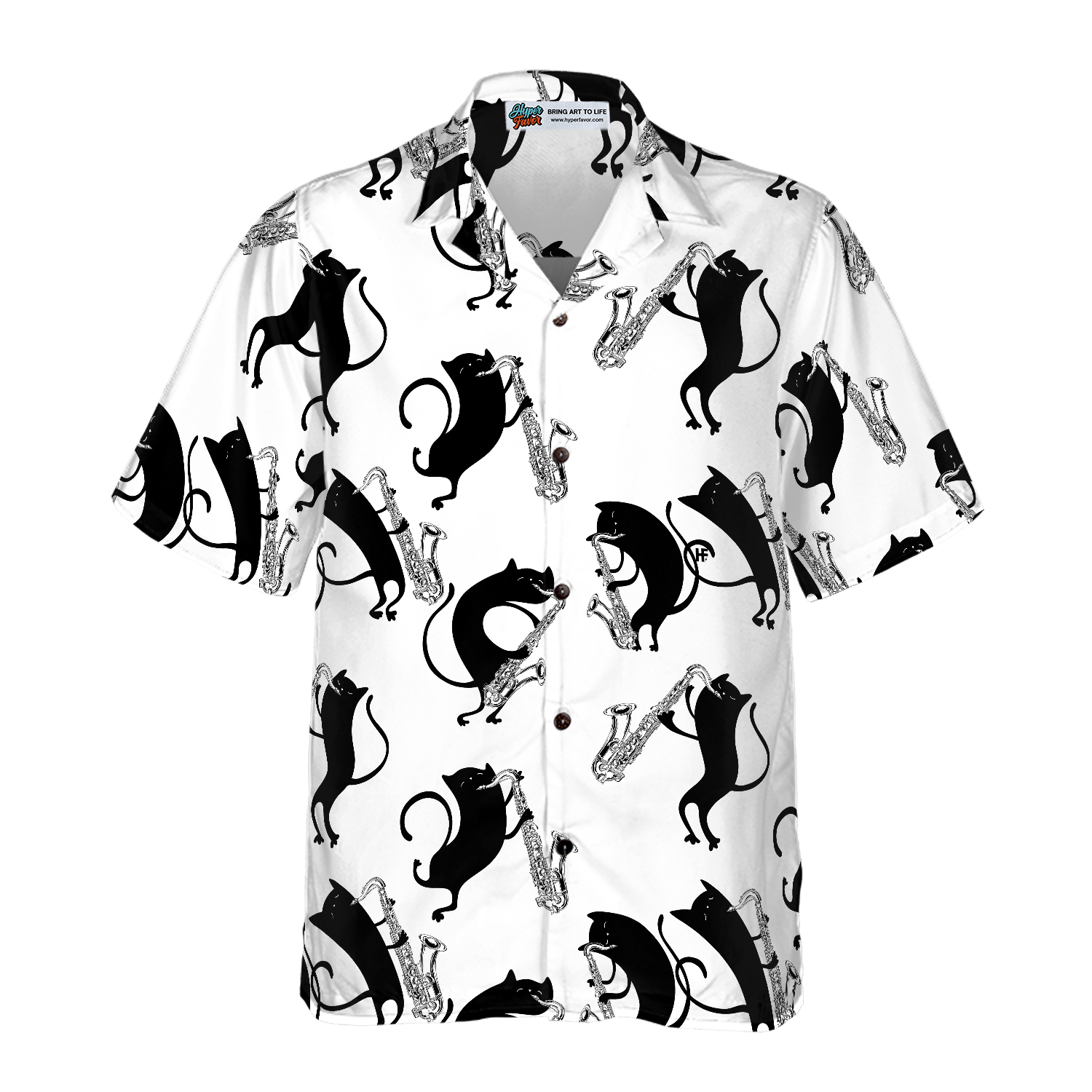 Cats Play Saxophone Hawaiian Shirt - Hyperfavor