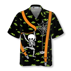 Halloween Skeleton And Monster Eyes Hawaiian Shirt - Hyperfavor