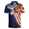 Eagle Flying Golf with American Flag Polo Shirt for Men - Hyperfavor