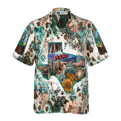 Texas Cowhide Map Hawaiian Shirt, Unique Texas Shirt For Texas Lovers - Hyperfavor