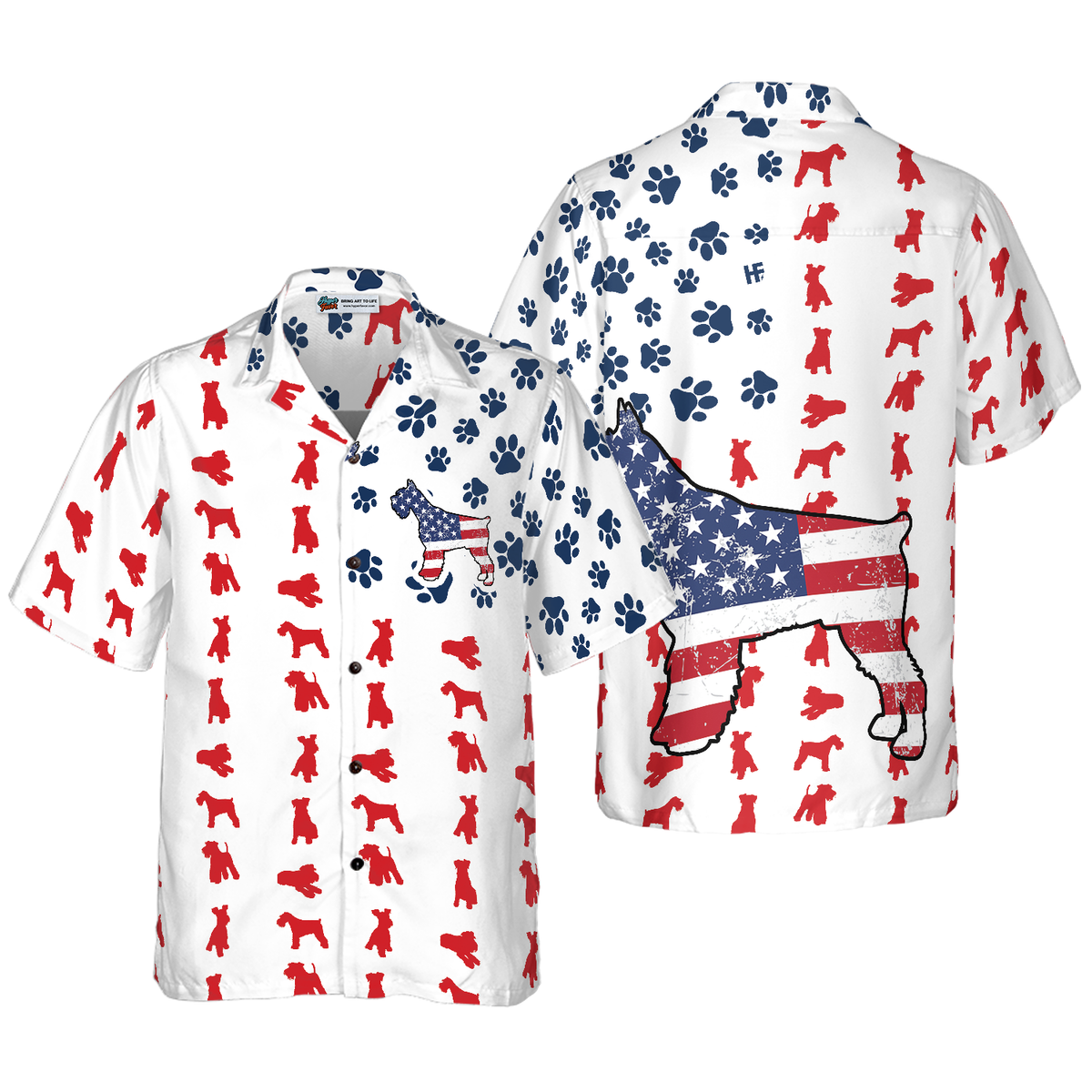 Schnauzer American Flag Hawaiian Shirt - Hyperfavor